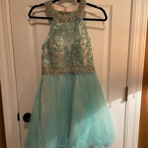 Short blue dress from Alyce Paris